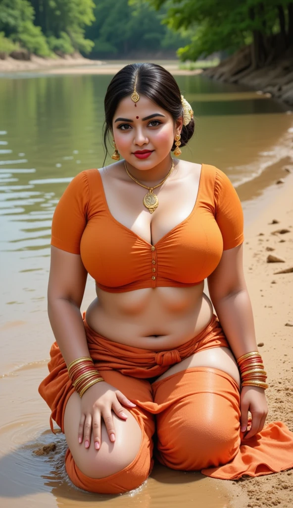 portrait,(NSFW 0.75) boy,woman, ((princess pose)) ,very very big breast, soft thick sexy saree white, orange , pink ,teal,red, yellow colour ,flower design modern light wedding saree,  colorful, flower armor,  good anatomy,  best quality,  (((masterpiece))),  high quality,  realist,  best detailed,  details,  realist skin,  skin detailed,  underboobs,  beautiful  posing under a fairy tale of exotic magic,lehenga choli, girl immersed in water , soaked saree, meadows background , bokeh effect  ,off shoulder, strapless blouse, slightly chubby hip,different saree wearing style,(multi chain jewellery blouse),(wearing jewellery on blouse)(buttocks and looking back)((very thick blouse)))
