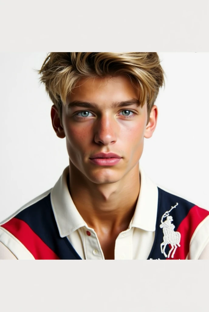 Portrait of a 18 year old young man, napoleon clothes, blushing, hazel hair, shirtless, show torso, show pecs, French military uniform, underpants, handsome supermodel, Greek profile, Greek face, strong jaw, white skin, extremely pale skin, attractive boy, blonde boy, cinematographic, best quality, sharpness, focus on the boy, anatomical perfection, golden ratio, open legs, commercial,, perfect anatomy, perfect symmetry, facial symmetry, body symmetry, trench coat, blue trench coat, jacket, military jacket, underpants, beautiful face, beautiful boy