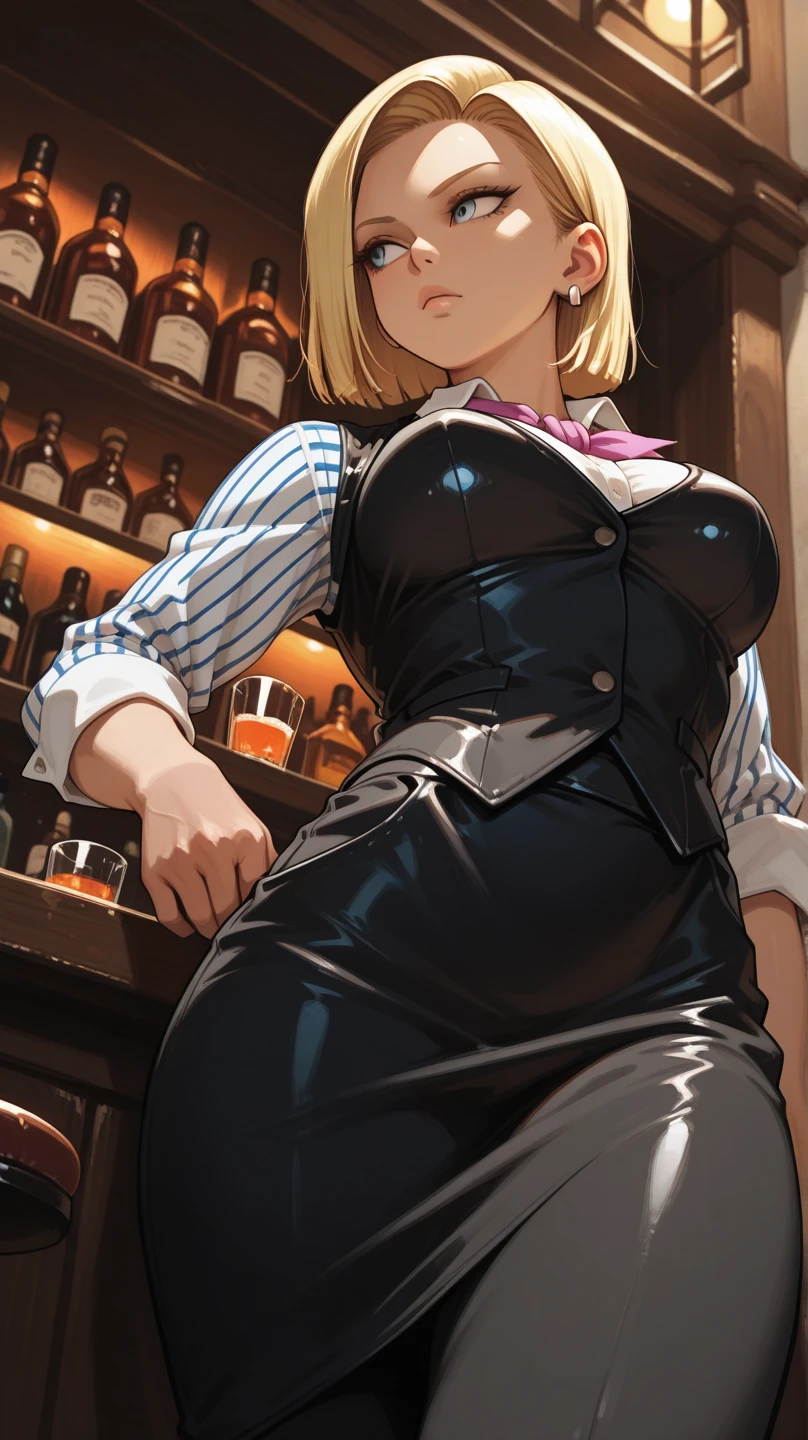 best qyality, perky tits, 8k, stocking suspenders, (woman 1), medium breasts, jazz bar, ((red:1.2) (black:1.4) dress)), bob hairstyle, choker around the neck, starry eyes, noir style, professional, (yellow hair:1.3), (purple hair:1.5) full height, girl sitting at the club counter, dim light indoors