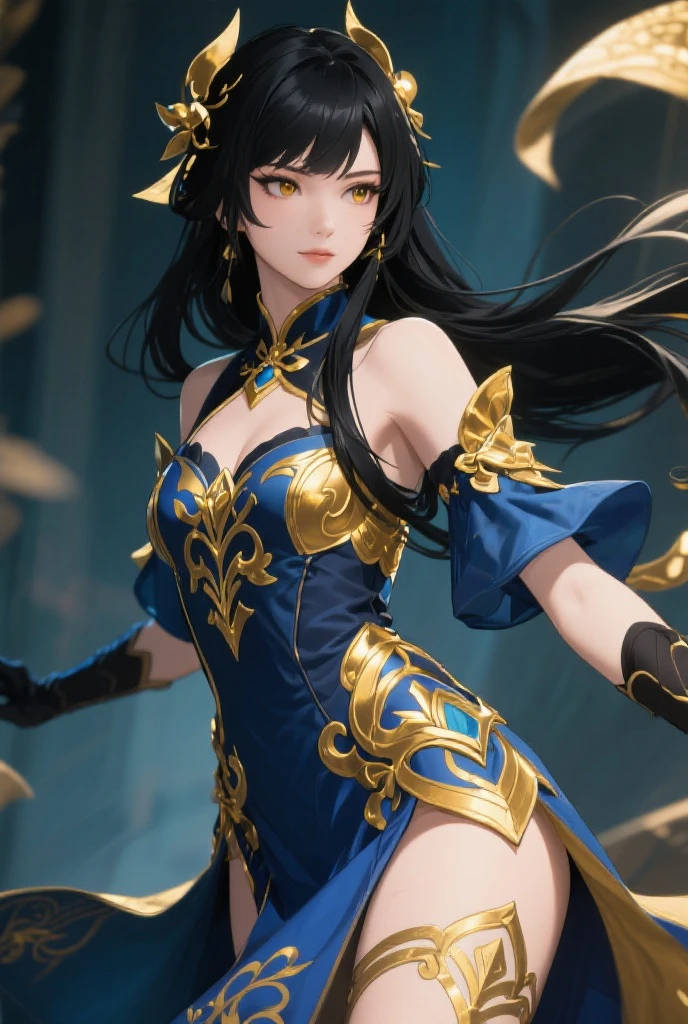 The Dragon Empress (1 woman, long black hair, blue eyes, white skin, medium breasts, makeup, lots of shine, dark eyelashes, dark shadow, perfect nose), Korea, masterpiece, best quality, 8k, sharp focus, chromatic aberration, best shadows, perfect lights, HDR, realistic skin texture, hyper detailed background, photorealistic, RAW photo, bright body, insanely detailed, sexy lewd, ecchi: 1.5, royal tiara,  long fingerless gloves, arms up, armpit, royal dungeon, chains everywhere