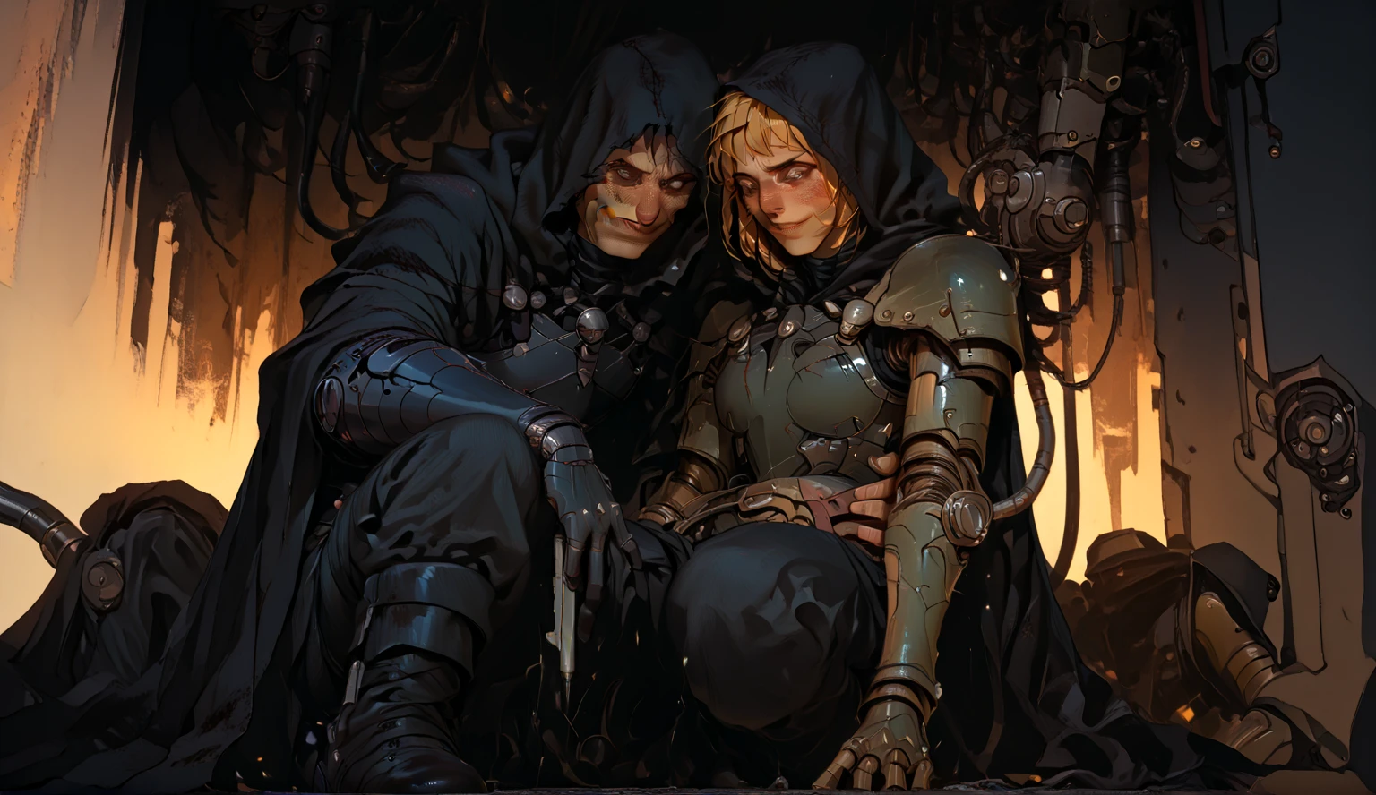 a woman in a wet suit is surrounded by rats in a tunnel, (scared face, wide eyes: 1,5), symmetrische epische Fantasy-Kunst, tyler eDlin fantasy art, DnD fantasy art, in style of Dark fantasy art, hyperrealistic D & D fantasy art, Dungeons anD Dragons fantasy art, epische Fantasy-Illustration, Fantasie-Horror-Kunst, epischer Fantasy-Kunststil, D & D fantasy art, An ominous fantasy illustration
