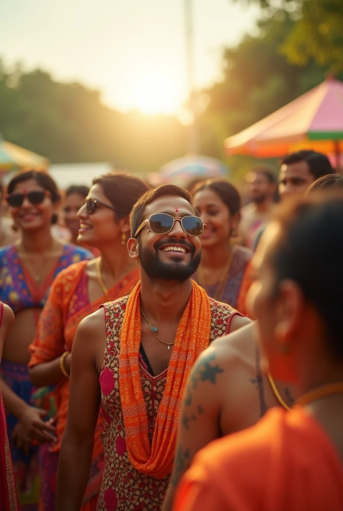A sexy indian man celebrating holi festival,nsfw,penis, handsome face, colours