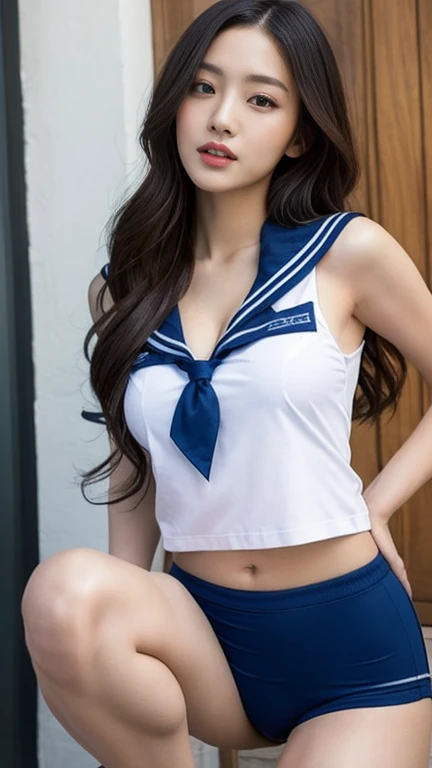 (NSFW:1.5)、highest quality、、high school girl 、(torture)、(Bondage)、very cute、((Big Breasts))、((Cute Woman))、(Ecstasy face)、Long brown hair with bangs、Earrings、necklace、Long legs、Perfect balance、Slim woman、(Increase the resolution)、(8k)、(Very detailed)、(Beautiful big eyes)、Droopy eyes、(Watery eye:1.3)、blush、Face Light、(highest quality)、(Very detailed)、(masterpiece)、(wallpaper)、(Detailed face)、((White short-sleeved sailor suit:1.5))、((Her sailor uniform is flipped up、the udder is completely exposed,:1.3))、((Her sailor uniform is flipped up、Nipples fully exposed:1.3))、(Navy Pleated Mini Skirt:1.5)、((Perfect Anatomy))、Perfect limbs、Perfect Fingers、((very slim thin thighs))、(very slim slender legs)、((barefoot))、(Spread your legs:1.5)、(Lift and tie your legs:1.5)、((White small panties exposed:1.5))、Handcuffed、((With both arms tied with rope))、(((Raise your arms straight up:1.3)))、((Bondage))、(Angle from below)、((White lace panties are visible:1.3))、(Her small white panties are digging into her crack:1.3)、(Cute crack)、(The cracks are protruding:1.5)、(Beautiful vagina:1.3)、(Focus on the vagina:1.5)、(Focus from below to the vagina)、In the woods、