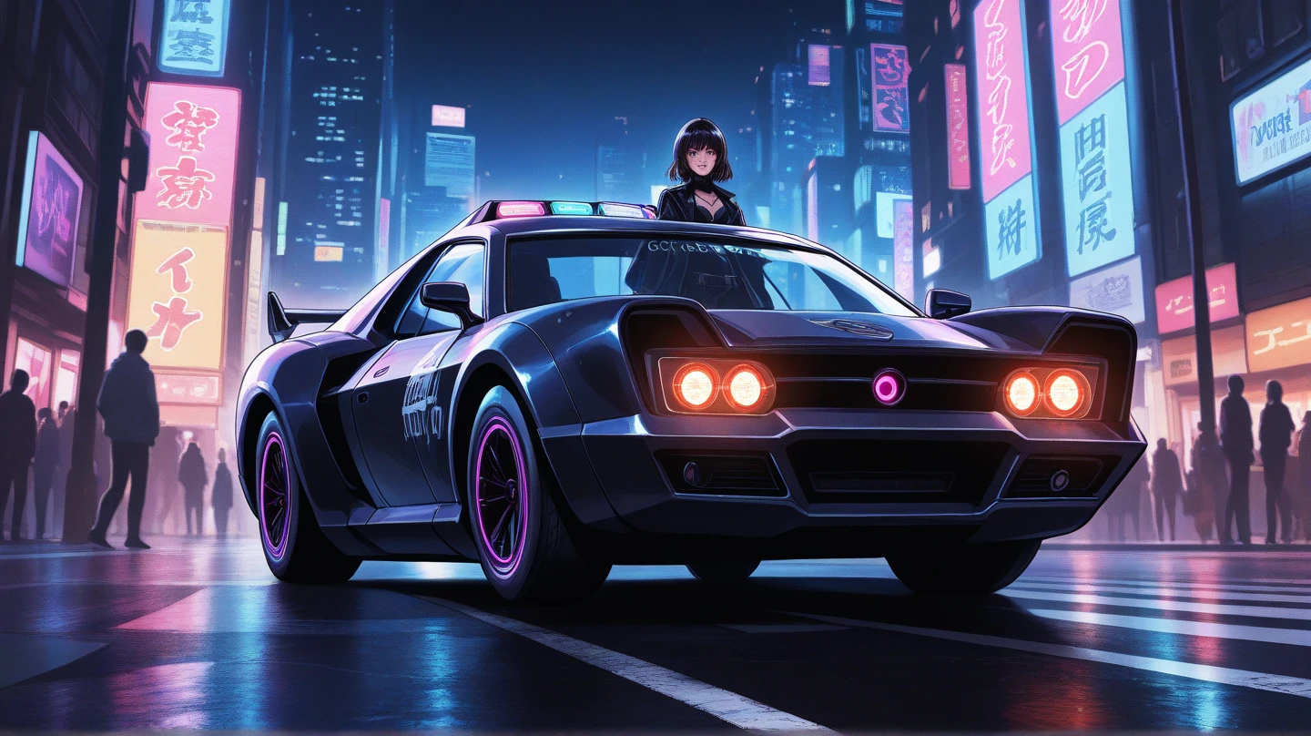 drawing of a woman walking down a street with a car in the background, lunar busy street, city street on the moon, street moon landscape, colorkey scene, anime city lineart, the moon is big an in the city, drawn in a neo - noir style, drawn with photoshop, moons in background, street background, on a street at night, in the moon