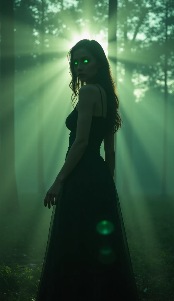 (photorealism:1.2), mysterious girl , warm light  ,hourglass body , 