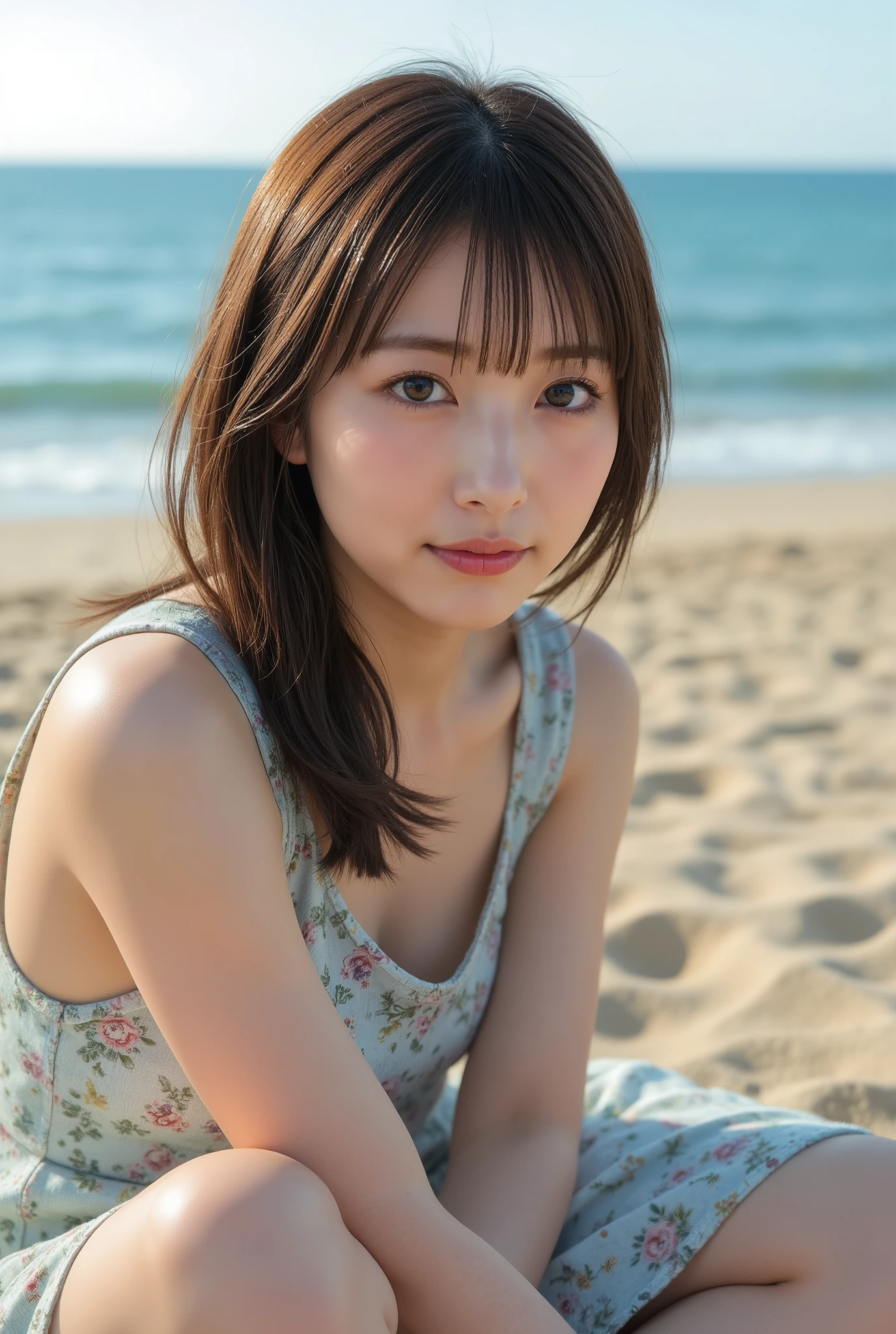 commemorative photo at a park where you can see the ocean、 in 8K,Best Quality:1.4, 超A high resolution:1.5, (photorealistic:1.4),​masterpiece:1.2,(top-quality:1.4)、Raw photo、１a japanese girl、Cute、 (RAW Photo:1.2), (photorealistic:1.4), beautiful detailed girl surrounded by thugs, ((very well detailed eyes and face, beautifully detailed eyes, very detailed face、has a smiling face)), high resolution, very well detailed, Highest Quality, masterpiece,great, fine details, Highest Quality, 1 girl, ((dynamic pose)), ((miniskirt、pantyhose), (pantyhose and legs)), (Shy smile:1.５), Smooth skin、30-years old:1.5、Beautiful black eyes、natural skin textures:1.3, realistic eyes and face details、 (Brown medium hair),、middlebreasts、angle from below repeatedly calling Iku、Summer Day、 beautiful feet、A date with her、miniskirt、full body shot,best smiles