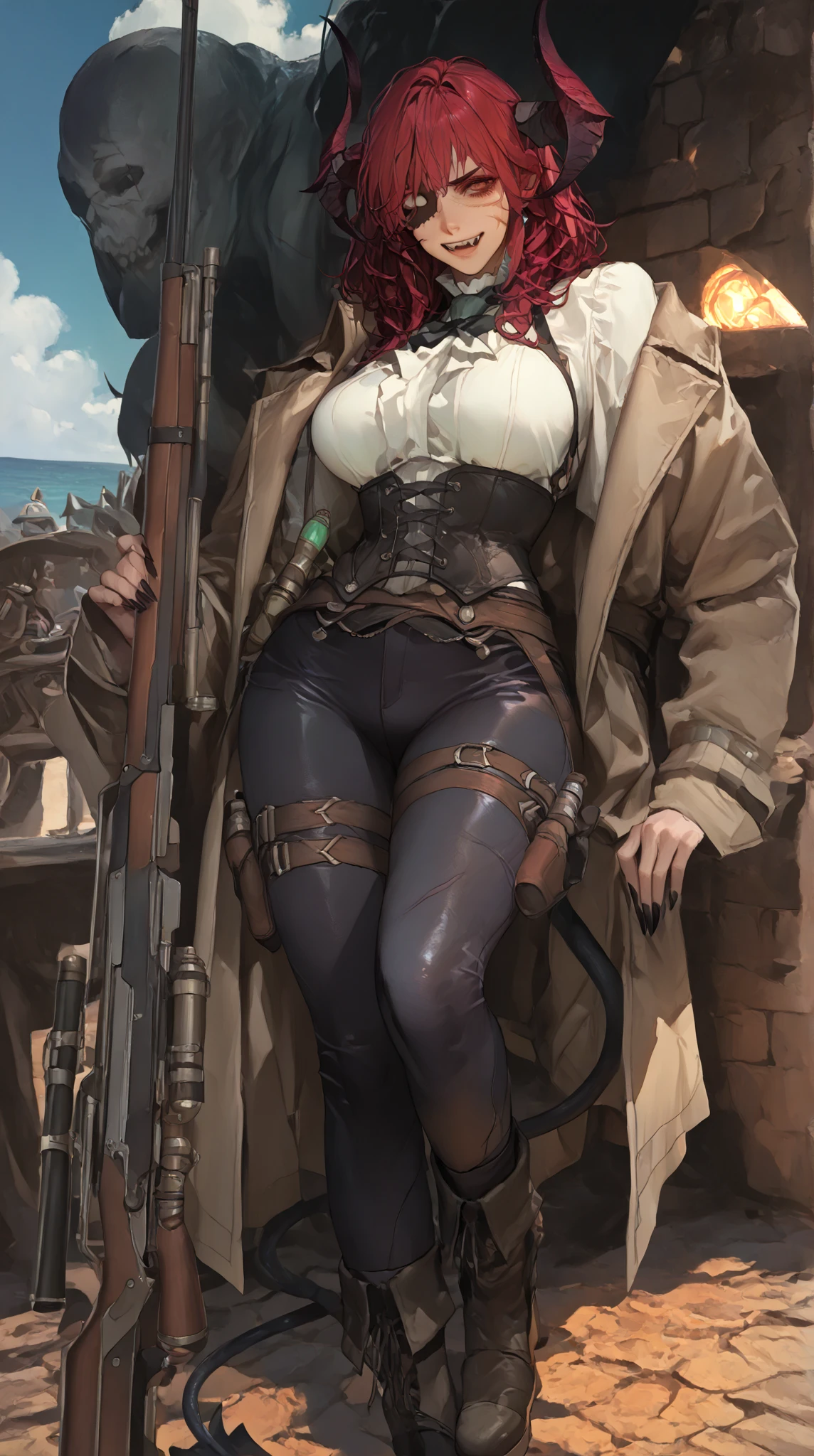 1 girl, young, 16 years old, Asian girl, full body from head to toe, realistic, realistic face, realistic eyes, worried, looks over shoulder, side lighting, wallpaper, looks at viewer, steampunk futuristic buildings in the background, long cape and sleeveless hood, cutout in front one-piece swimsuit, terrestrial, outdoor, Holding Steampunk sword in left hand, Flying in the sky with Steampunk Jet Pack, Dragon Logo,