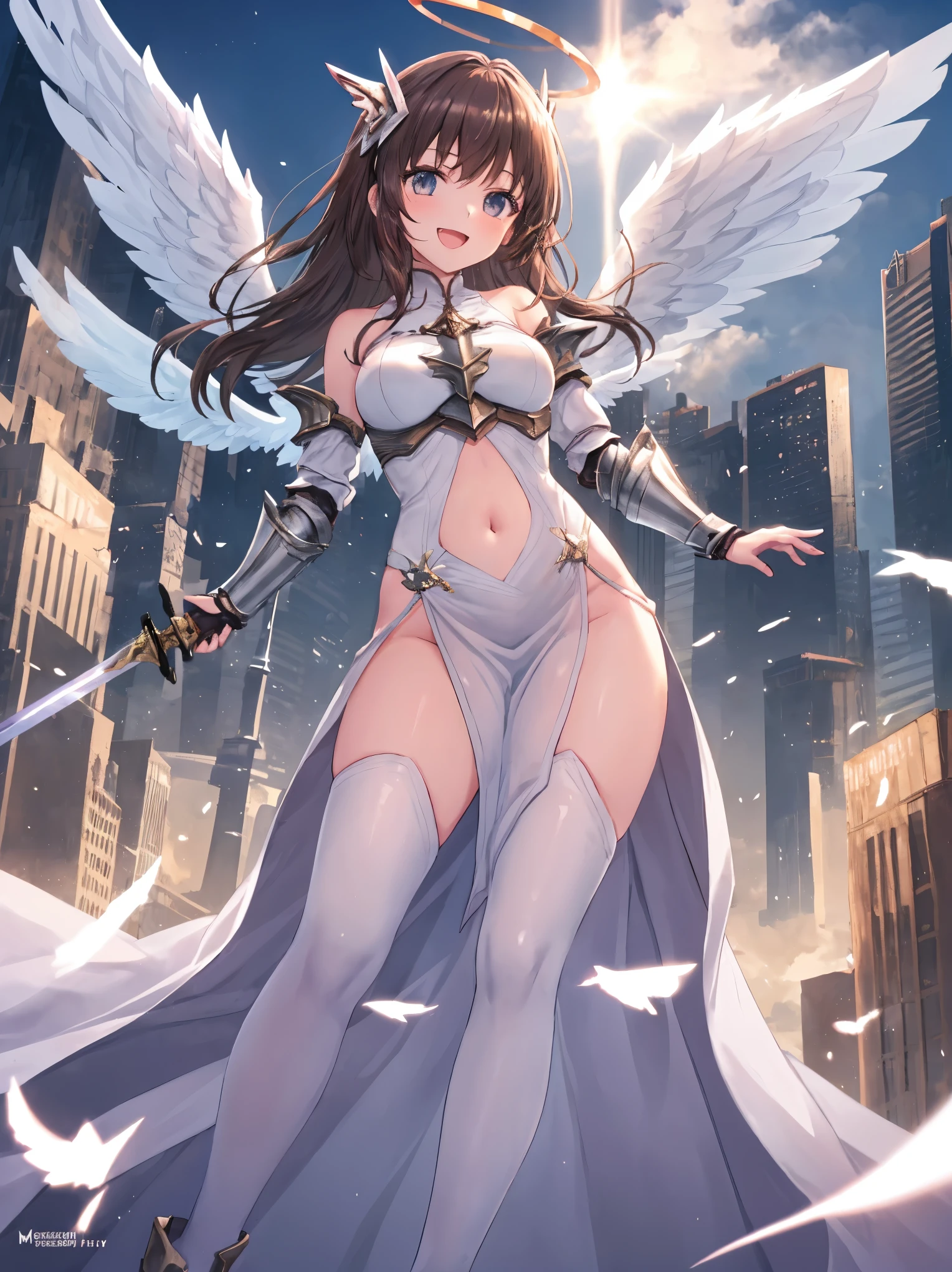 ((Heavy full-body sweat))((red blush))((Painful face))((Pale face))((disheveled long hair))((Super best quality)), ((A very masterpiece)), ((super detailing:1.4)), ((hyper realistic lifelike 3d)), Dragon Warrior Girl, Mechanical body, Dynamic action poses in battle scenes, Mechanical weapons of very complex and heavy fighters, Off-the-shoulder fashion that blends dense and complex steampunk with dense gothic ta, Complex steampunk headgear, very thin long legs, Mechanical boots above the knee, Fluttering lace flared mini skirt, beautiful small breasts directed upwards,Somewhat long, Vertically curly silver hair fluttering in the wind,Countless shining large spheres flying around,Many sparks cross and fly,Countless neon signs rained down from magic-evoking gestures,Steampunk Factory,Complex and precise mechanical ruins,Very dark night background,Very dramatic and cinematic lighting。Quality over 8K, a female angel,Sexy,Long Blonde Hair,Anime,Goddess,Symmetrical blue eyes,Ultra detailed eyes,Transparent lingerie,forest,Sword,golden wings,Full body,hyperdetailed lips, hyperdetailed face, Double eyelids, Ultra Detailed feet,で,Beautiful legs,Tight boots,Full Leg Priestess、valkyrie、Angel wings、a navel、sideboob barbosa、with an intricate、Particles of light、thighs thighs thighs thighs、shinny skin、Perfect litthing、1girl in、looking at the viewers、Winged headgear、pelvis curtain、A smile、(masterpiece)、(top-quality)、Very gigantic-breasts、maternal、Porcelain Skin、honey blonde hair、Very long hair、hair wavy(valkyrie,Paladin:0.6),Angel wings,with an intricate, Perfect Lighting, Looking at Viewer,(masutepiece), (Best Quality)(valkyrie,Paladin:0.6),Angel wings,with an intricate, Perfect Lighting, Looking at Viewer,(masutepiece), (Best Quality)(ValkyrieArmor:0.5),(Winged headgear:1.1),School Girl,,with an intricate, Perfect Lighting, 1girl in, Ponytail, Looking at Viewer, Smile, snulight,creek,blazing(masutepiece), (Best Quality),thighs thighs thighs thighs 、a beauty girl,red color m