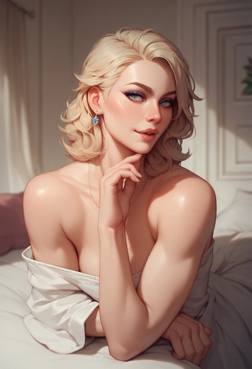 Mom  sleep and son look  her sexy body 