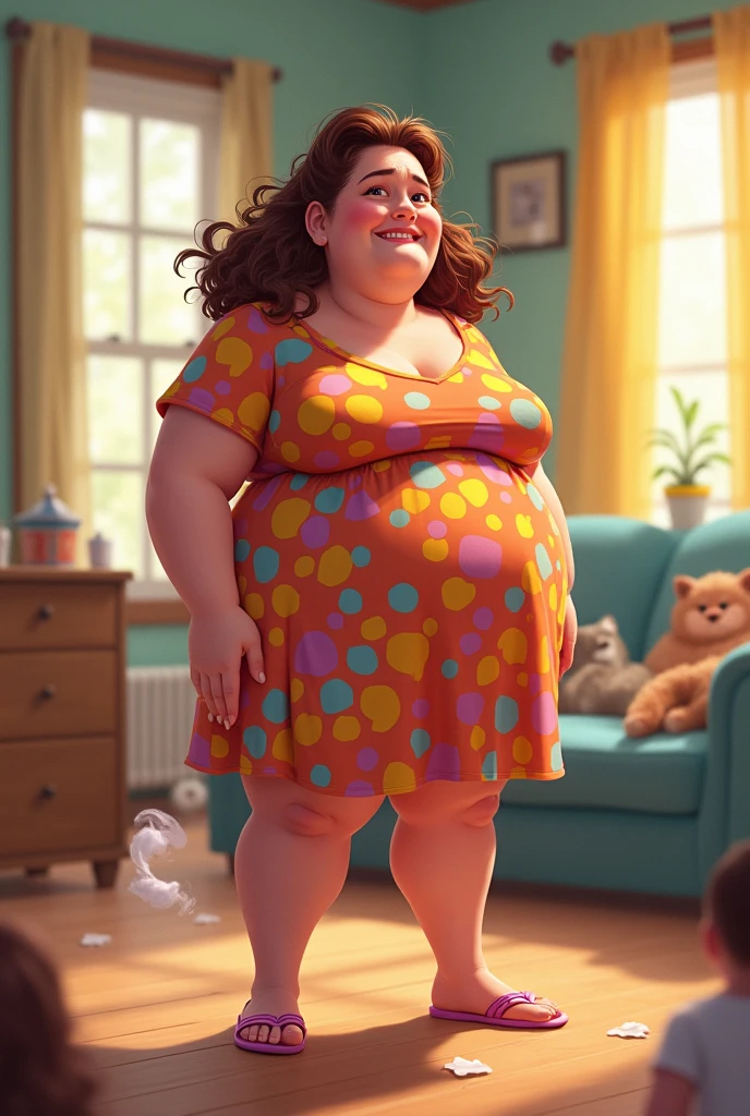 Woman slightly chubby peeing