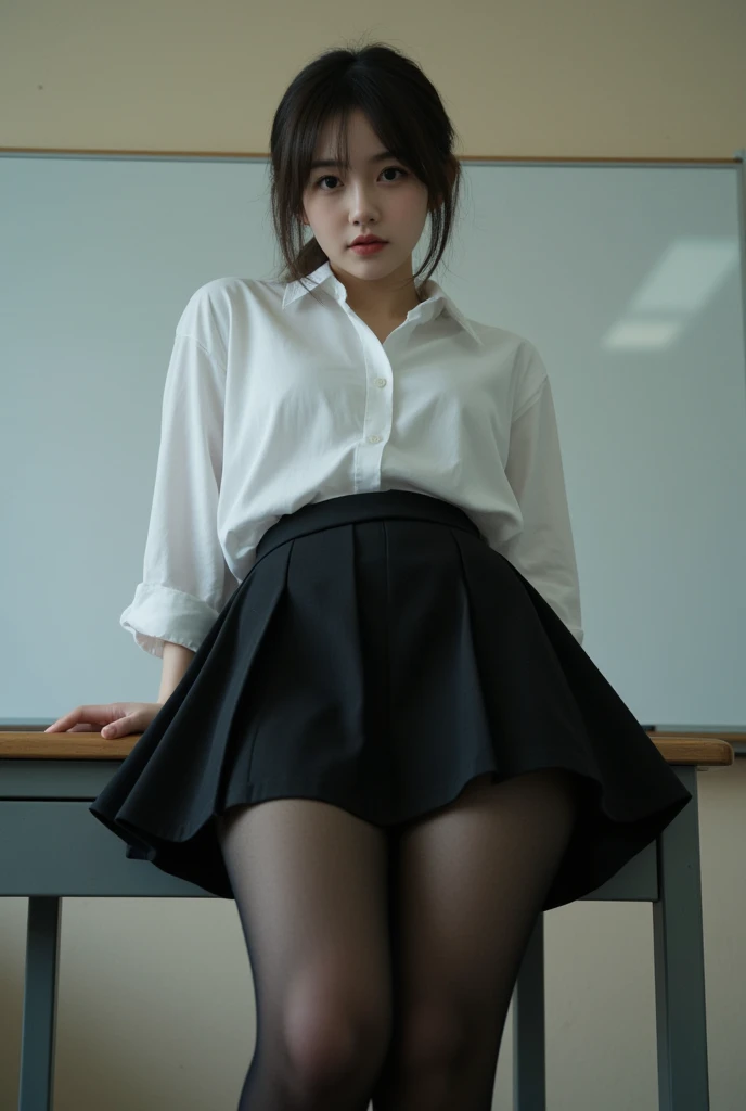 masutepiece, Best Quality, bob cuts、Five girls in the classroom,(5 people standing:1.2),Standing,20s, Looking at Viewer,l Group shot, harems,nffsw,Underwear,(pantiy),Realistic,Female Teacher Figure,(Maroon Tight Skirt),(Looking back, ass grab:0.9),(Beautiful eyes:1.3),frombelow,From below,Kinney,(skinny:1.2) ,thick-eyed thighs, Long body, novel illustration,(Smelly eyes:0.5),closed curtains,(shirts lift,lifted by self:1.5) ,Dark Persona.Skirt lift front,(Panties:1.3),