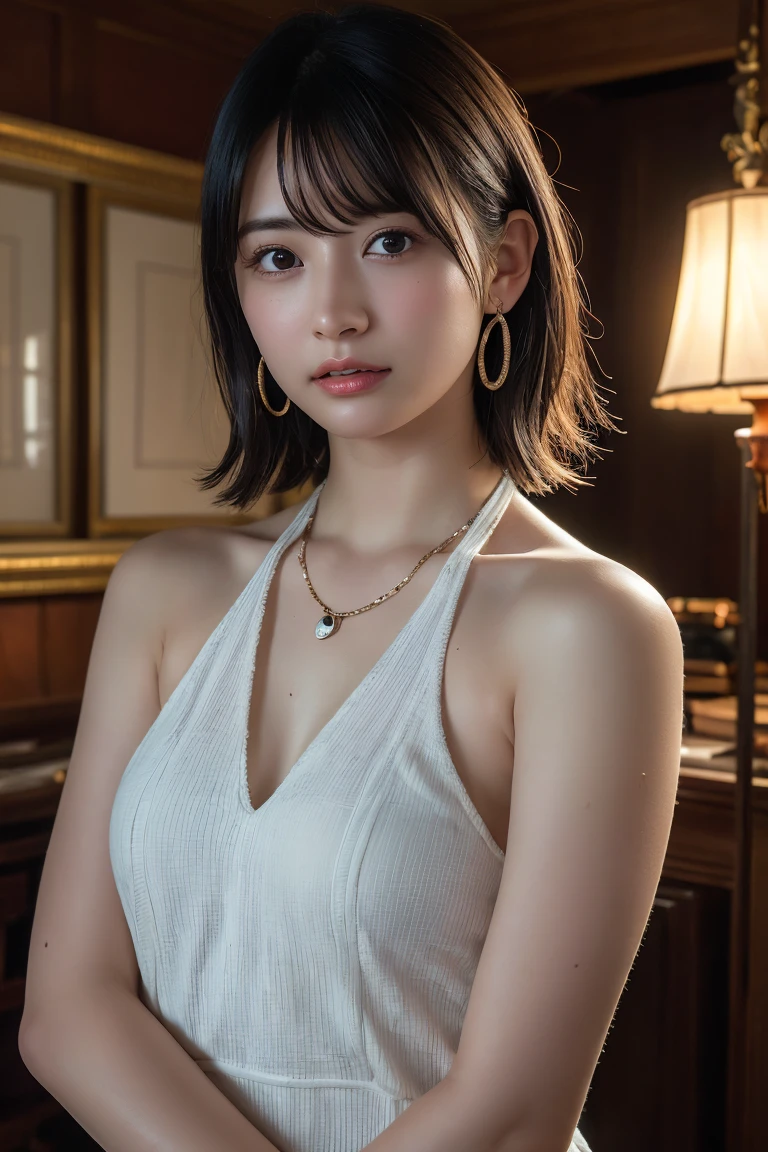 mix4, (8k, RAW photo, best quality, masterpiece: 1.45), (realistic, photorealistic: 1.37), one girl, cute, cityscape, night, rain, wet, professional lighting, photons mapping, radiosity, physically based rendering, gradient black hair, gray hair, short curly hair, handsome, girl, lace(((Deep V-neckline)))slip dress, top quality photo, high res, 1080p, (clear face), (detailed face description), (detailed hand description), (masterpiece), (exquisite CG), extreme light and shadow, disheveled hair, master work, rich details, (fine facial features), (highest quality photo), (masterpiece), (detailed eyes), look in front of you eyes, fine clavicle, ((big breasts, huge areola)),(((??????_slip))),((puffy areolae)),((sideboob)),(underboob),(((collar))),earrings,cleavage,