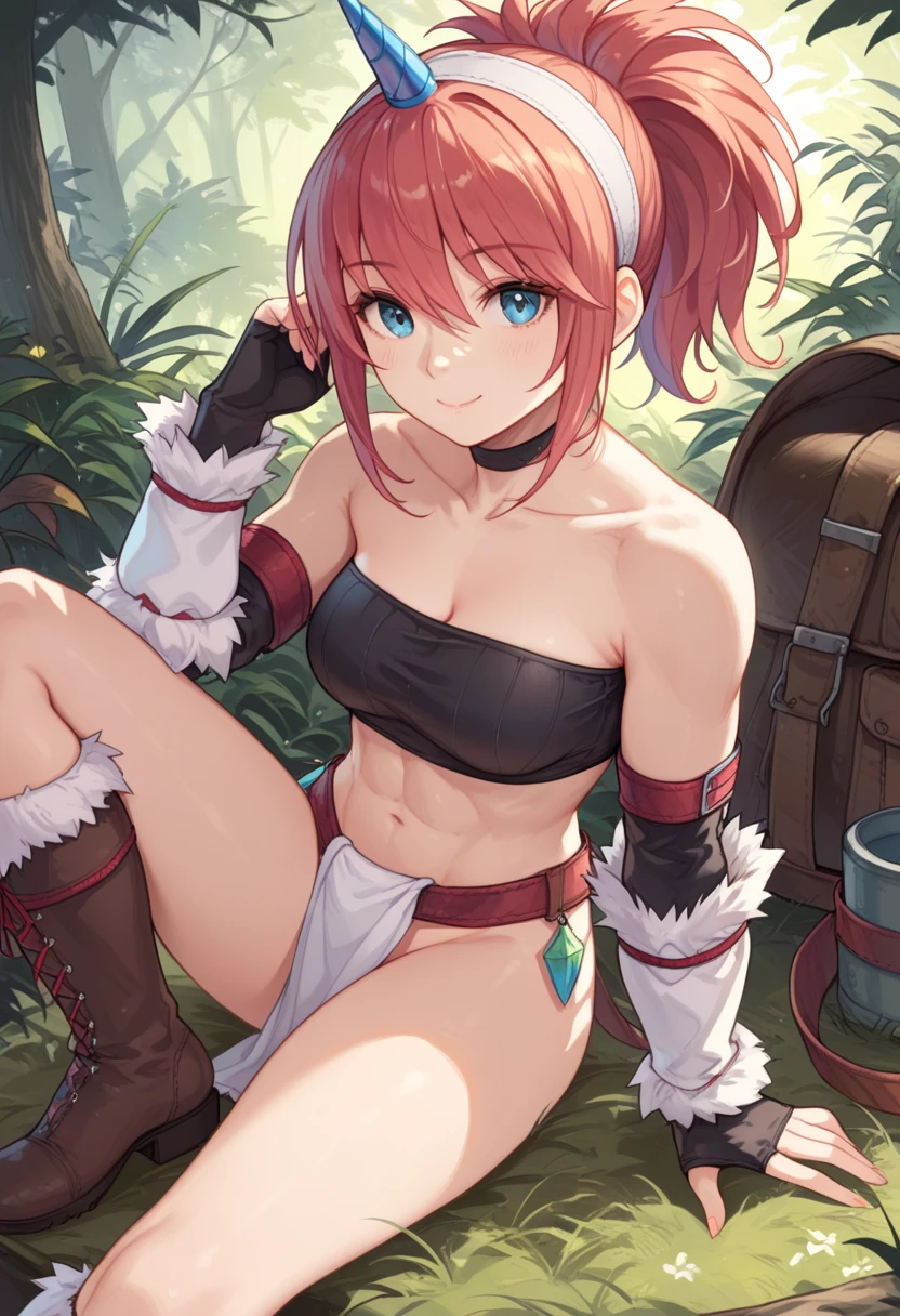 Top quality, detail, 8K, 4K, high definition, detail, astolfo, FGO, woman, athletic, flat breasts, long braids, hiking, river in climbing,