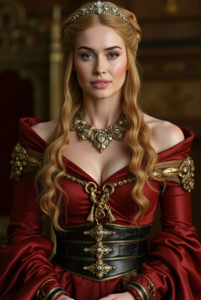 (high quality:1.5), (8K), work art, (realistic), extremely detailed, (high detail:1.2), (Holexi woman), Alone, Irish redhead woman, (in the mansion), (luxurious black dress without handles with gold details),