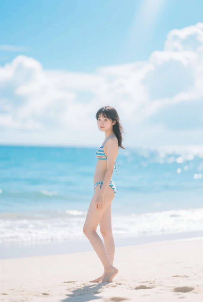 (masterpiece, Highest quality:1.2), 8k, Young and beautiful,Official AR RAW Photos, Baby Face, , 1 girl, Micro Bikini, Shortcuts, Pool, blue sky, Strong sunlight, Palm tree, Detailed HDR image quality, Rear View, (Shot from directly below with an 8mm fisheye lens), Fine skin, Sweaty skin, Splash, Bold Pose, Biologically correct,