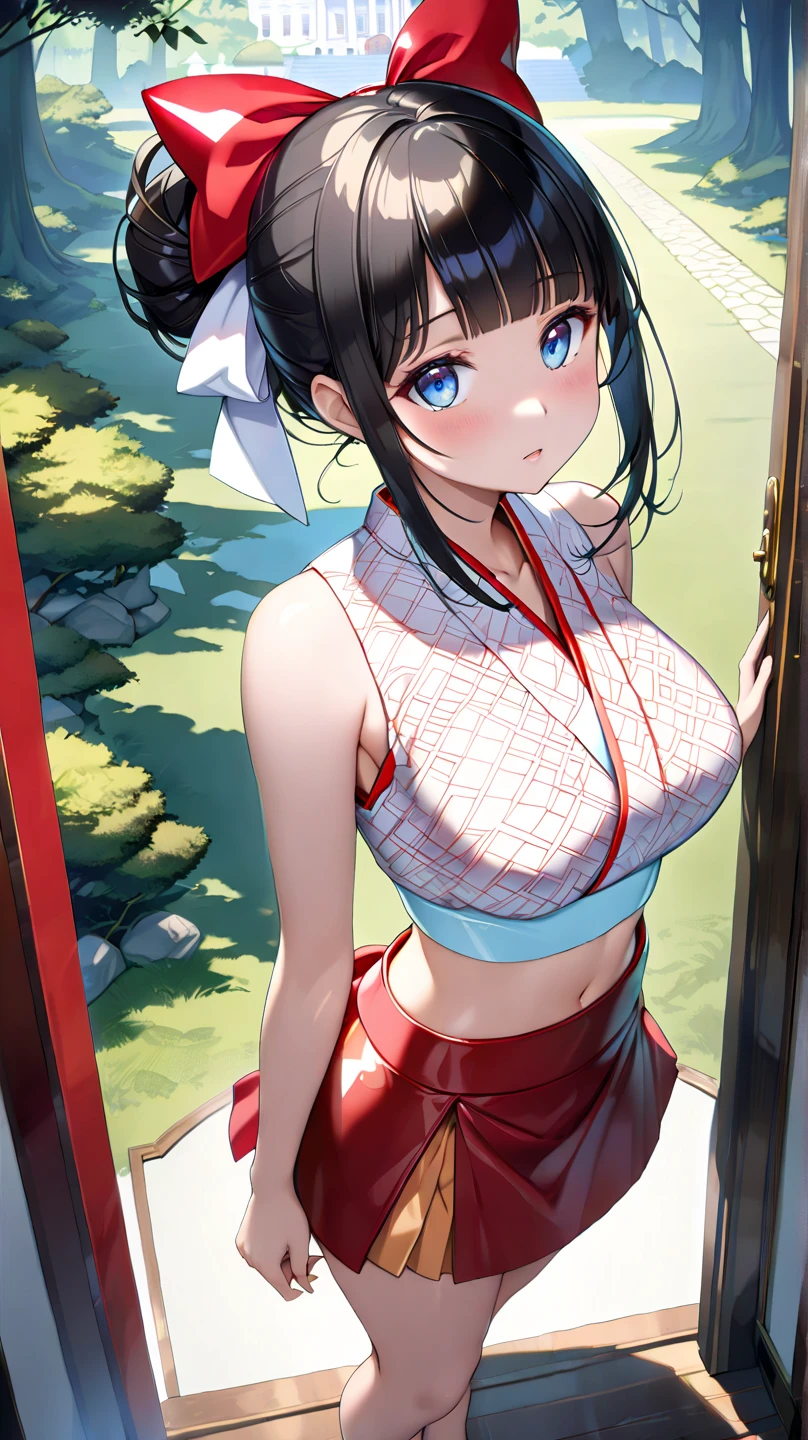 (masterpiece、highest quality)、(Photorealistic:1.4)、 Mature Woman, Beautiful thighs、Front view、1 girl、30 years old、Perfect Face、Symmetrical cute face、(Bun Hair、Black Hair)、Big eyes、Long eyelashes、((expensive))、Beautiful Hair、Beautiful Face、Beautiful and beautiful eyes、Perfect Proportions、Beautiful breasts、Beautiful feet、Beautiful fingers、((High quality fabric、White Chinese Dress、Skirt flip))、(To the hospital)、Are standing、 (smile), (((Skirt lift with both hands、Panties and pantyhose are visible)))