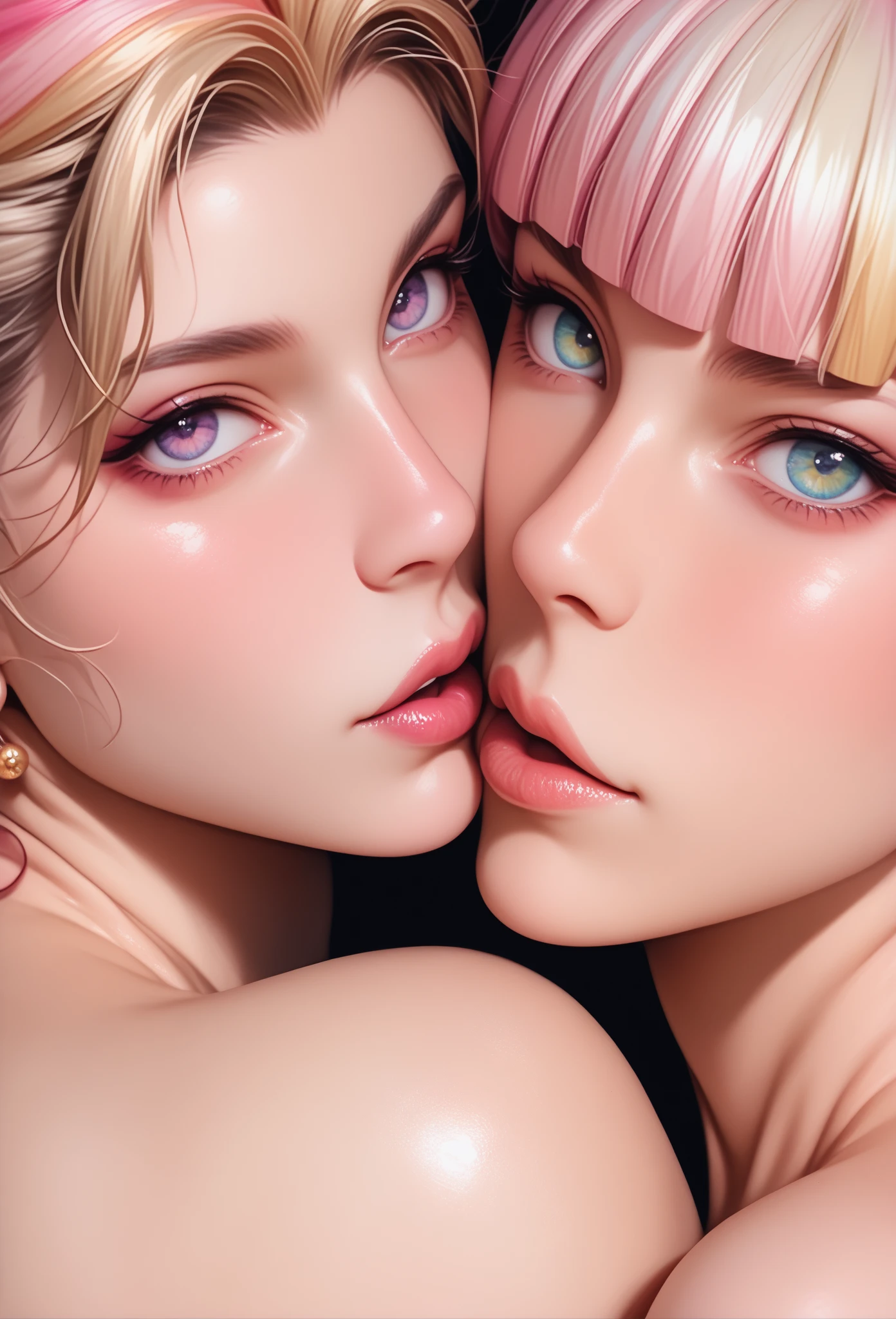score_9, score_8_climb, score_7_climb, Profile pictures of girls, Long, light green hair with bangs., Light blue petals on the cheek, Realistic skin texture, Detailed pictures, close-climb, HD32k