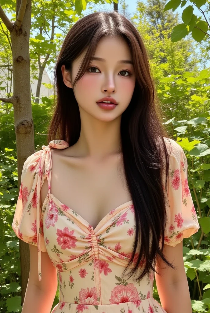((Best Quality, 8K, Masterpiece: 1.3)), (Flower Cap: 1.3), Focus: 1.2, Perfect Body Beauty: 1.4, Buttocks: 1.2, (Layered Haircut: 1.2)), (Dark Street: 1.3), Highly Detailed Face and Skin Texture, Full Body, Fine Eyes, Double Eyelids, Oversized Breasts, Whitened Skin, Long Hair, (Round Face: 1.5), (Shorts: 1.6)