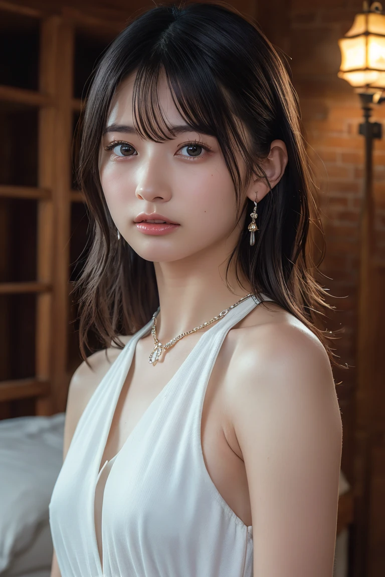 (Highest quality:1.4),(masterpiece:1.4),(Realistic:1.4),(Realistic:1.2),(超High resolution, RAW Photos:1.4),(High resolution, Very detailed:1.2),(8k:1.2),Movie Photos,a photo of a dark-haired,one person's,alone,wear ,((China dress))、((Upper Body:1.3))