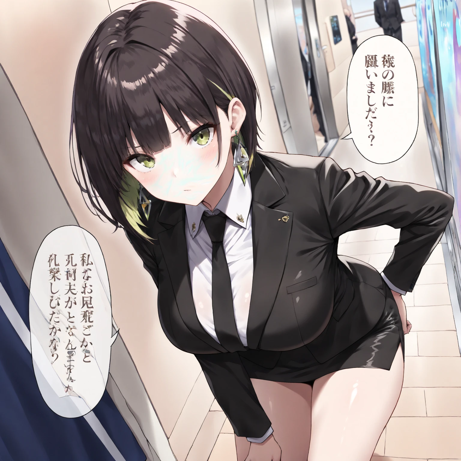 UHD, retina, ccurate, anatomically correct, super detail, high details, high quality, best quality, HD, 4K, textured skin(((mkm1, short hai ))),2d cel anime, {{{katou megumi}}}, {{saenai heroine no sodatekata}}, brown eyes , ( medium breasts ,naked ,topless ,pussy ),pussy line ,nipple ,go commando, braless , 1girl,heart shaped pupils ,collar , netorare ,ruanyi0270,black dress dress , chain, choker, nipple piercing ,see-through, pelvic curtain, public