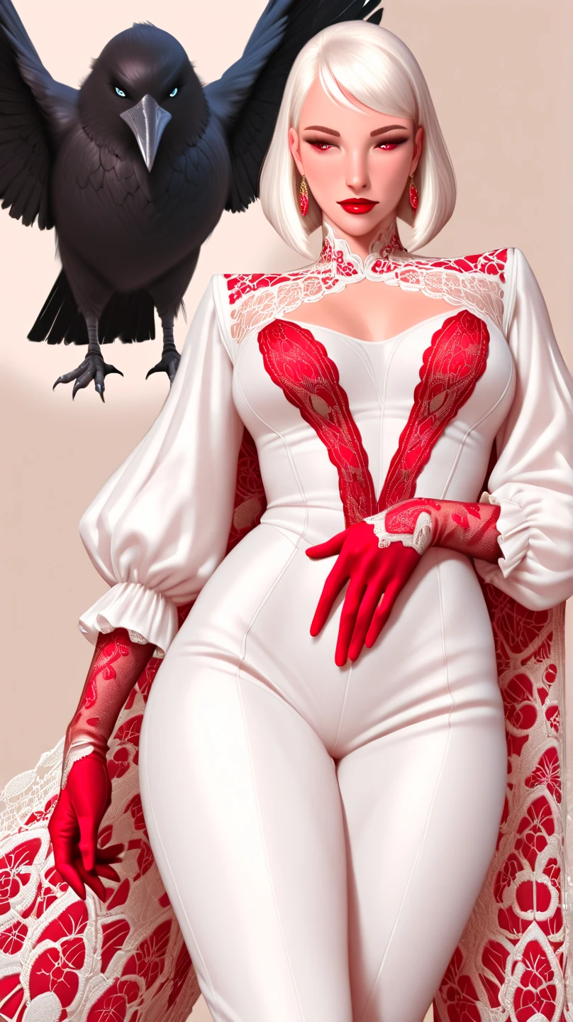 Bridesmaid Muscular White hair White braid Blind Smile Big breasts Maternal Porcelain skin Long hair Navel Abs Direct gaze Oni horns Perfect lighting Masterpiece High quality