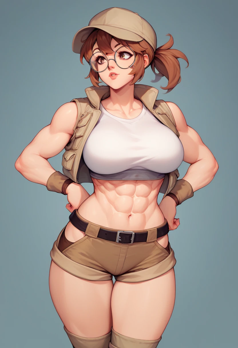 score_9, score_8_up, score_7_up, score_6_up, BREAK 1girl, , thick, curvy, , GLASSES,(FRECKLES:1.2),HAIRY ARMPITS,