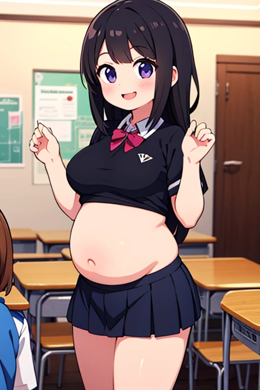2 Asian girls, anime girls, both farting together side by side, desperate to poop, farting while standing, farting in public changing room, wearing sports outfit, stomach bloated, hands hugging stomach, pained expression, shocked and embarrassed, mouth open in shock, sweating, blushing, beautiful and cute face, anime art style, fit body, tall and thin, view from side, legs spread