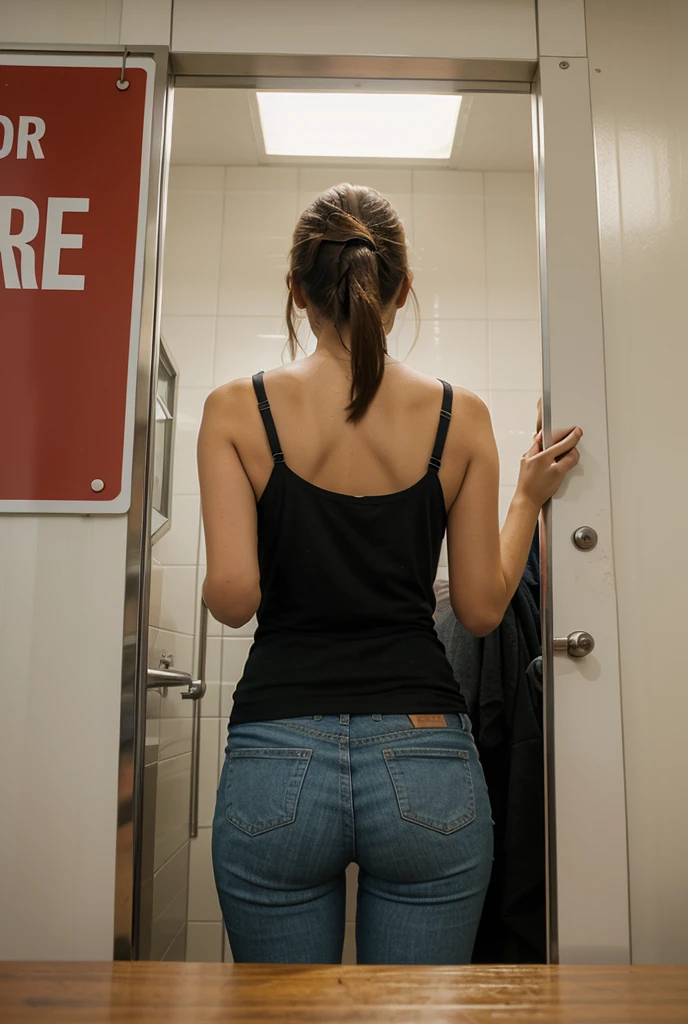 Very young redhead from behind with girlfriends