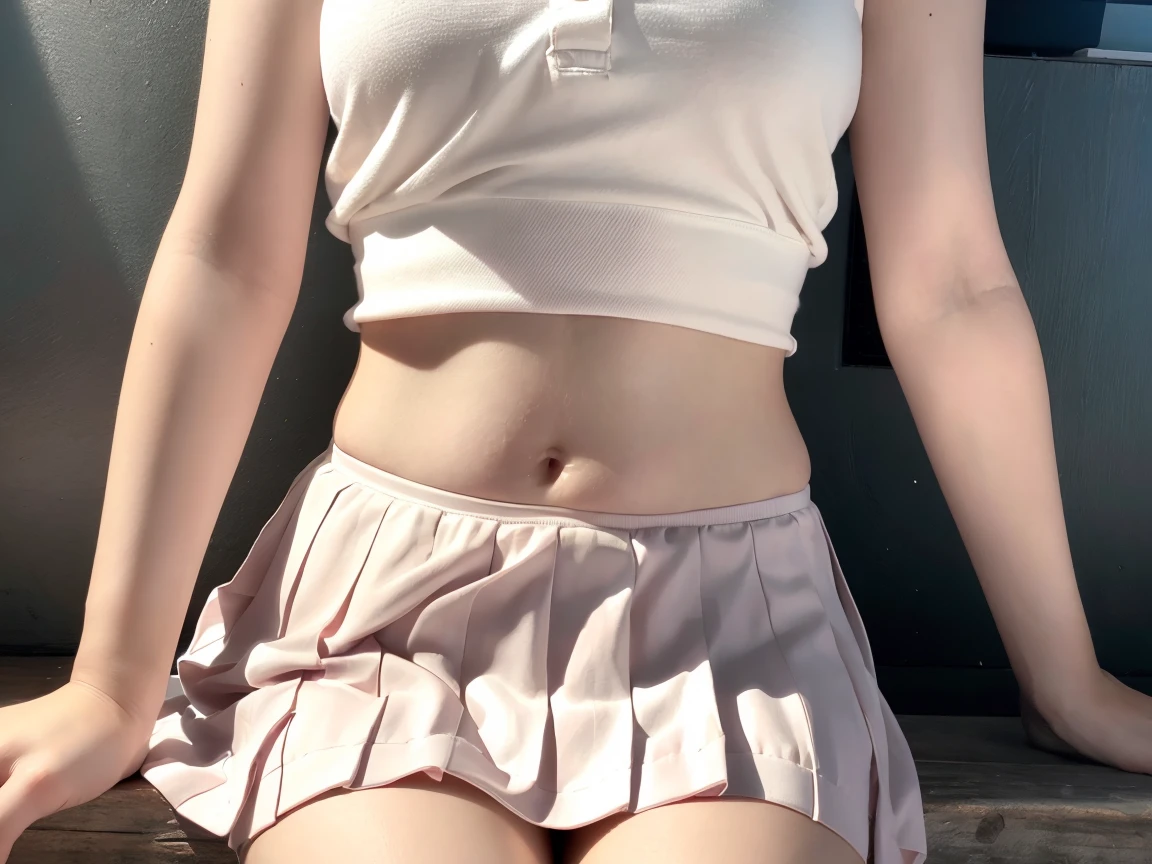 girl、Barefoot、mini skirt、Exposed chest、Exposed crotch、bra、panties、Big Breasts、A big smile、