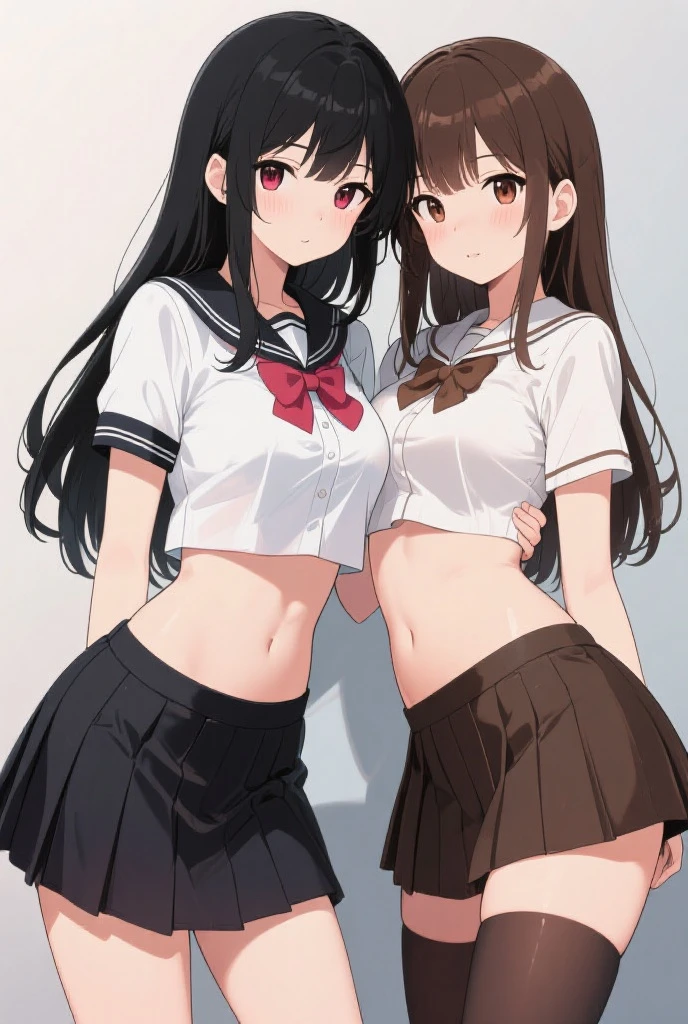 Two High School Girls、seductive smile、nsfw、cameltoe
