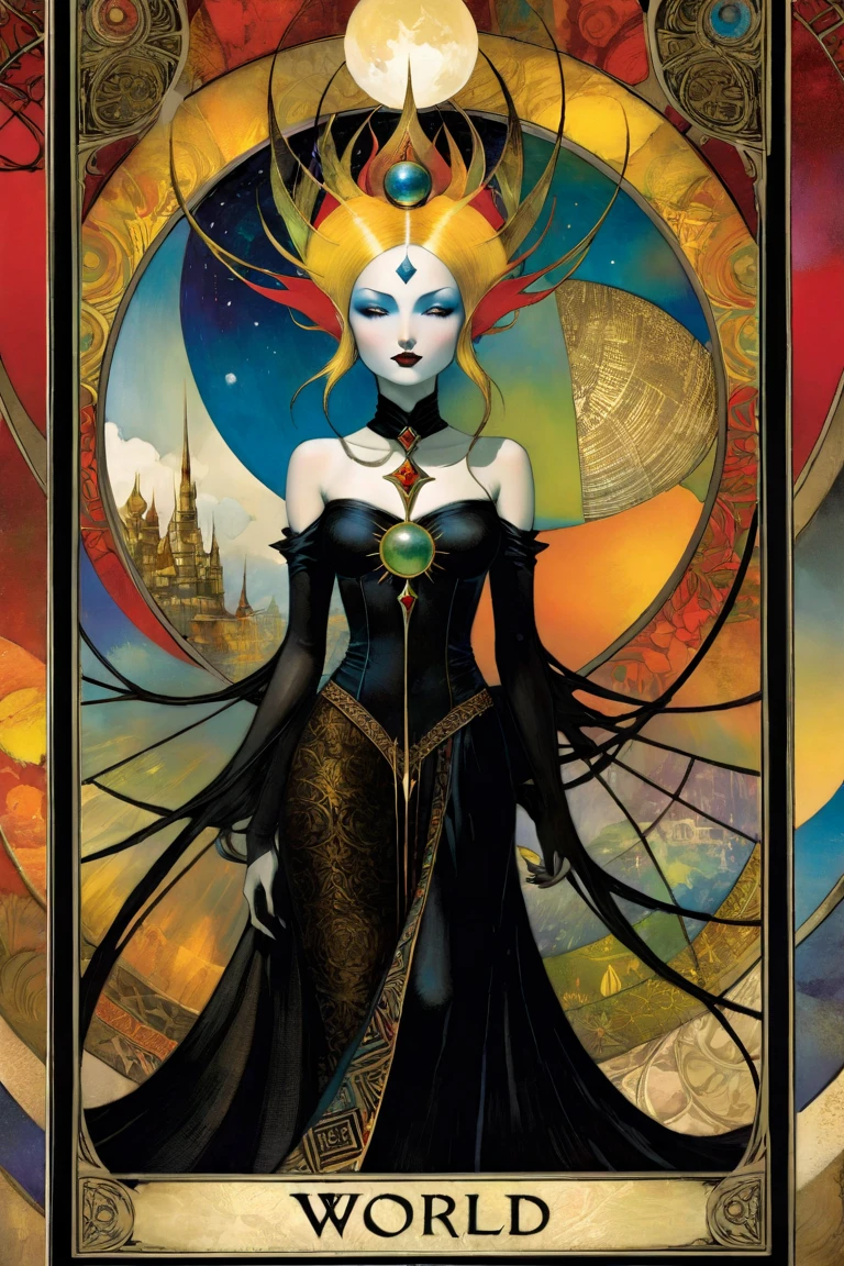 ((tarot card)) THE TRIAL ((card frame)), work by Bill Sienkiewicz, vivid colors, intricate details, oil.