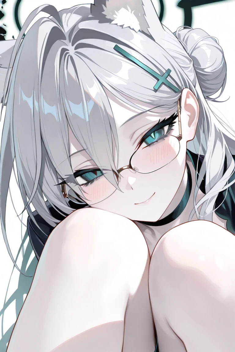 (((arms, armpits)))), ((front)), ((embarrassing)), tears, (photorealistic: 1.4), (RAW photos: 1.2), masterpiece, illustration, very_high_realistic:1.5,very_high_resolution:1.5, 1 girl, HDR, CG, unity, 8k wallpaper, amazing, fine details, official art, Highly detailed CG Unity 8k wallpaper, top quality, especially strong light, absurdity, incredibly absurd, super detailed, close-up portrait photo, high resolution, very detailed, very delicate and beautiful, intricate details, facial muscles, beautiful detailed girl, natural makeup, highly detailed eyes and face, beautiful detailed eyes, shiny eyes, balanced eyes, symmetrical pupils, Highly detailed blue tinted glasses, (Thin Silver Frame Glasses: 1.1), Highly Detailed Pupils, Facial Light, Movie Lighting, Professional Lighting, Photon Mapping, Radiosity, Physically Based Rendering, Solo Focus, Sharp Focus, (Close-up: 1.1), Beautiful Studio Soft Light, Rim Light, Vivid Details, (Silver Hair: 1.2), (Fair Skin: 1.1), White skin, ruined, (eyelashes: 1.1), (teasing smile: 1.1), (point of view), (viewer view: 1.4), very delicate and beautiful, hyperrealistic, official art、、、 huge file size, (short sleeves: 1.1), cute, (aegyo sal: 1.1), puffy eyes, bed, lying down