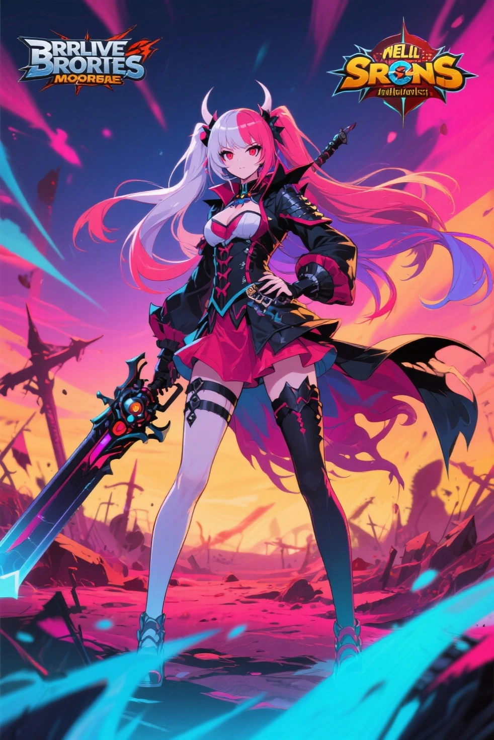 (masterpiece:1.2, best quality), (finely detailed beautiful eyes: 1.2), (detailed background,dark fantasy), (beautiful detailed face), high contrast, (best illumination, an extremely delicate and beautiful), ((cinematic light)), colorful, hyper detail, dramatic light, intricate details, (1girl, solo, blonde hair, curly hair, green eyes, pink nails, leather jacket, pink shirt, leather pants, black pants, black boots, pink gun, holding gun, black face mask, face mask, dynamic angle), (blood splatter:1.9), swirling black light around the character, depth of field,black light particles, (scars on legs, scar on arm, scars)