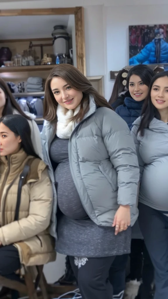 masterpiece, best quality, super detail, 4k, 3girls, 18 years old, group photo, (average russian girl on a street of a russian city), (((winter jacket:1.3))), (gigantic breasts), add detail