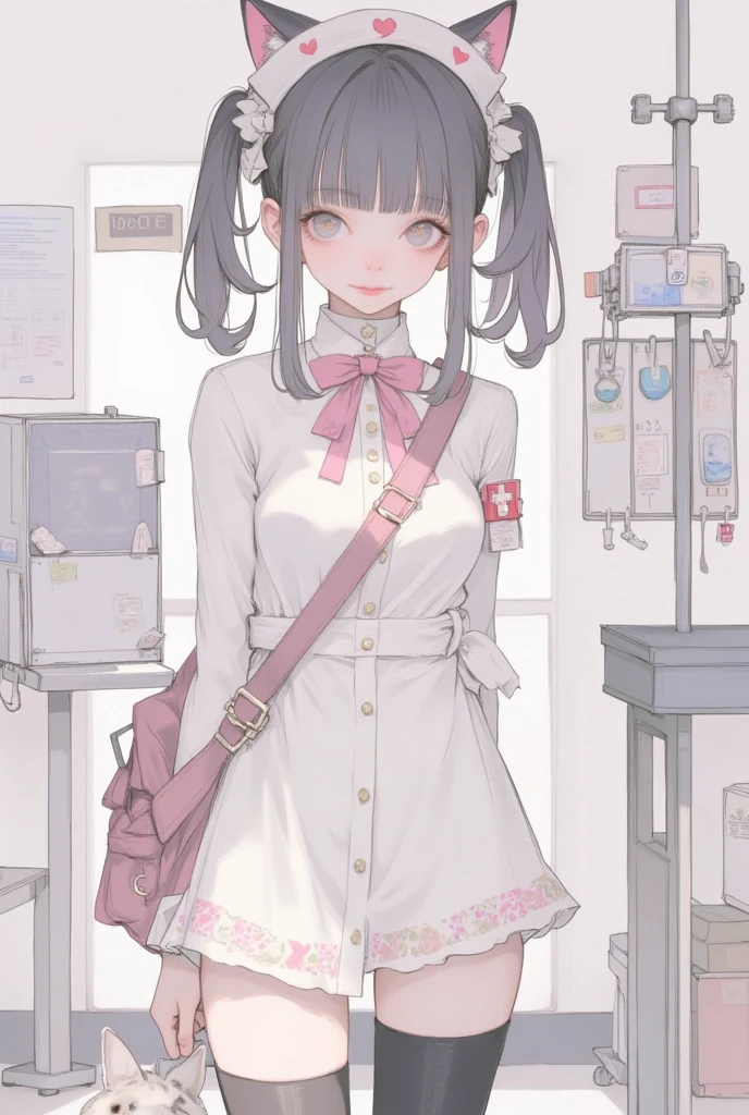Lolita prostitute,Gorgeous dress,mitts,curlies,very intricate,Exquisite,shift dresses,Bow knot,frilld,ribbon,bandagens,Nurse style,Huge syringe,pill,Red Cross,Y2K,E-girls,Unilateral eye patch,Love decoration,subculture,Sick,bloods,laughingly,Avant-garde and innovative clothing design