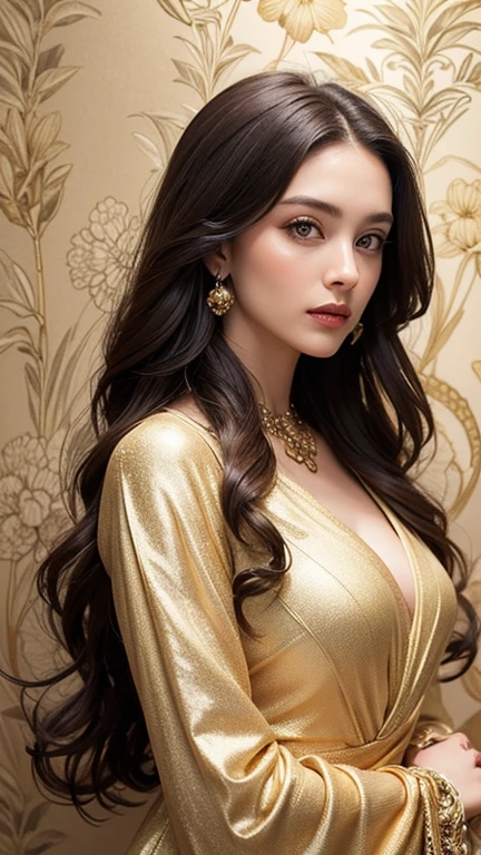 score_9, score_8_up, score_7_up,beautiful woman, 20 years old,
black hair, long hair, (ribbon-trimmed_dress), Detailed Skin Textures and detailed skin pores ,(Detailed glans) and beautiful mouth and face, earrings, necklace, (orange background),