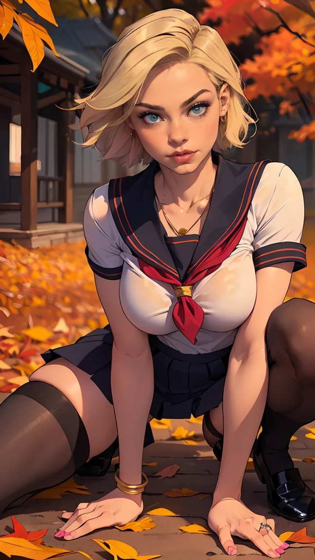 (((illustration))), (1girl),large breasts,  breasts, tan, dewy skin, sweaty skin, wavy blonde hair, punk tshirt, punk girl, (((in vector style )), in the style of sakimichan