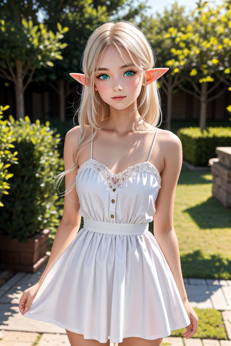 (best quality, masterpiece:1.2), anime, accent lighting, ambient lighting, Exquisite details and textures, 1girl, looking at viewer, from front, blonde hair, ponytails, blue eyes, elf ears, slim body, small breasts, divine goddess, choker, silk robe, big ribbon, dress, white, gold trim, smile, white stocking, palace, luxury, sky, clounds, <lora:fashionGirl_v50:0.3>, <lora:ChicVibe:0.4>