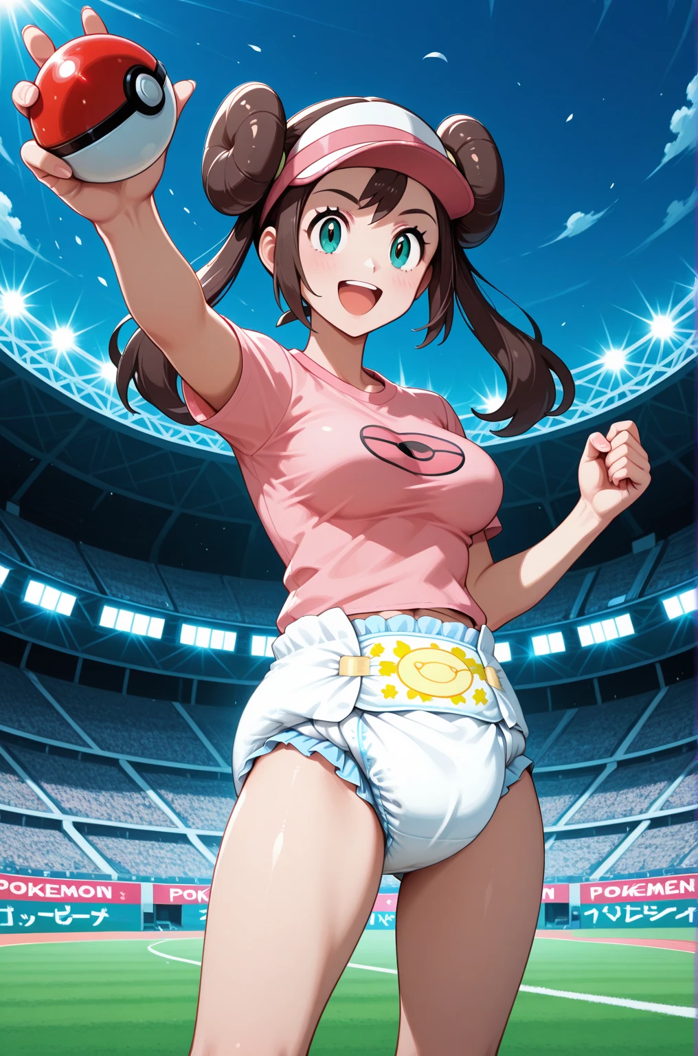 Naked with a baseball cap,Shortcuts,NSFW,baseball Ground,Sweaty,in motion,smile,Young Girl