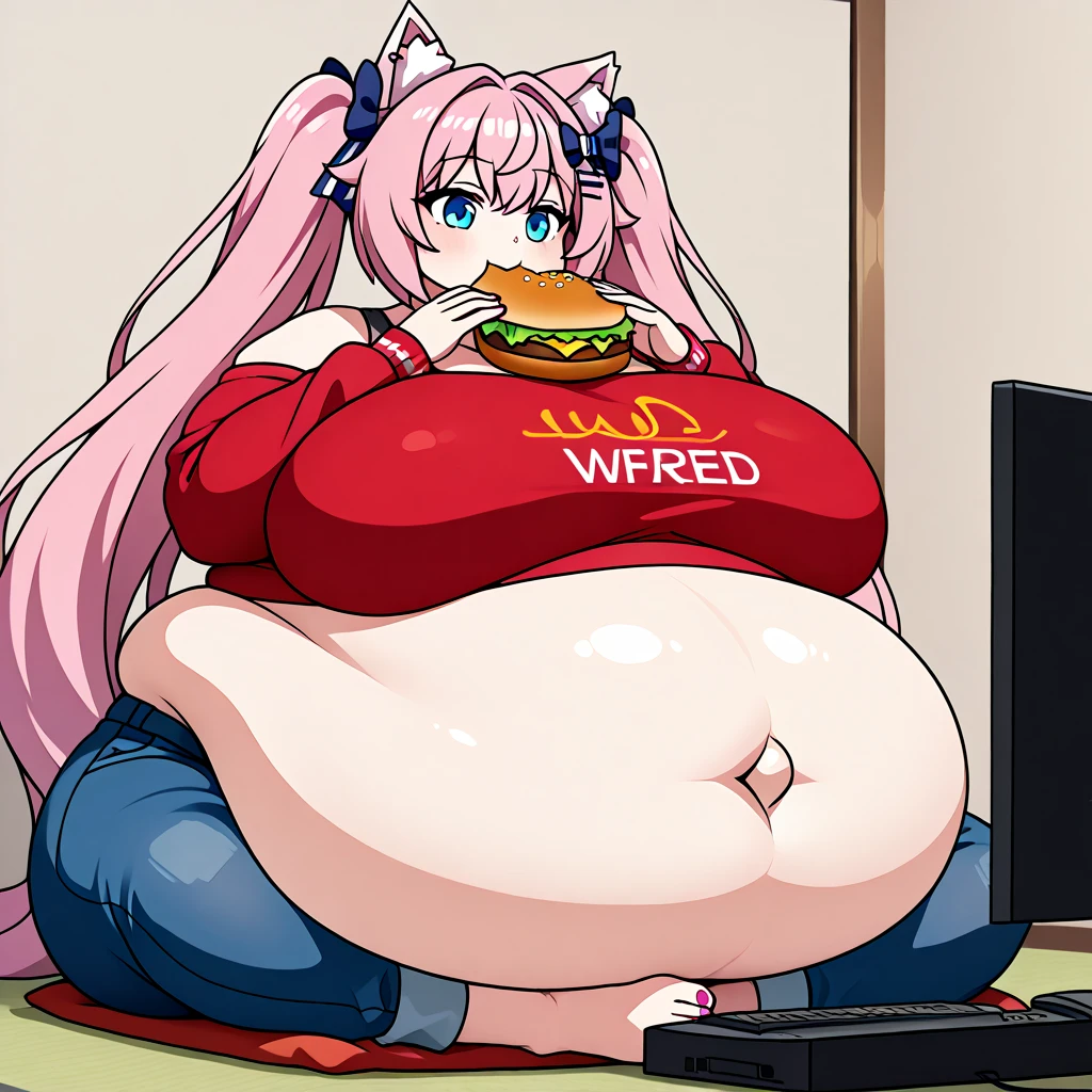 (masterpiece, best quality, highly detailed), 1girls, big belly, huge belly, art by kipteitei, round belly, chubby, curvy, belly grab, enormous belly, fat belly, thicc, bigger belly, really big belly, jiggly belly, shirt covering belly, belly cover by shirt, glasses, ((full body)), long hair