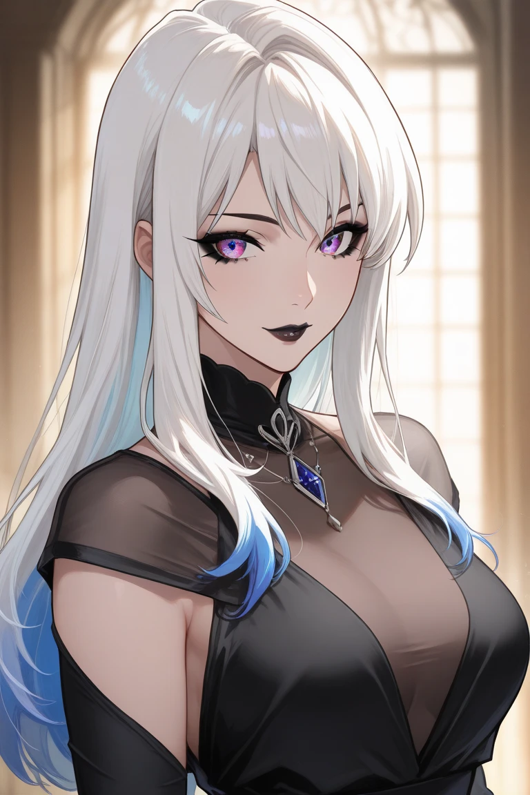 {{{Sword Art Online, Manager:1.9}}}, 8k, Best Quality, Super detailed, It is high resolution., Highly detailed CG, Clear, Best aesthetic, Great shading, (Photorealistic:1.3), High contrast, Ultra-thin illustration, Shrinkage rate, Beautiful detailed eyes, Beautiful detailed skin, Realistic skin, Beautiful detailed hand, Beautiful detailed fingers, Beautiful detailed hair, Detailed hair, Beautifully detailed ears, Beautiful Detail Lip, Professional Lighting, Beautiful detailed backgrounds, Very realistic backgrounds, 1 Girl, Solo, Beautiful 25 year old woman, ((very very long hair, Very thin lilac hair)), ((Light purple eyes)), ((Hollow eyes)), (beautiful detailed dress with many frills), Movement angle,Lip gloss, Cowboy Shot, Full Body, (Derogatory term), A captivating smile, Tempting, Room of Xicheng,