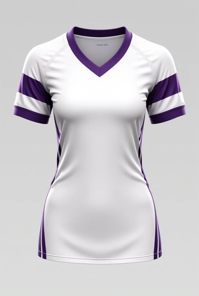 White sports t-shirt with purple details More details, that the shirt is beautiful