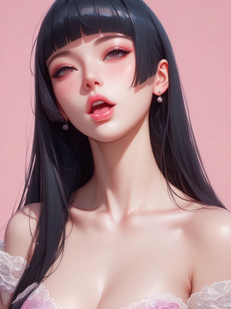 tsuruta ichiro, Narrow-eyed, 1girl in, Allback、deadpan、short-hair、shorth hair、brow、Reluctance、A dark-haired、Tucked Hair Solo, Cowgirl, Onepiece, ((mideum breasts)), Thin slit eyes、Black eyes, Light shines on the eyes、Black hair, gloves, Dress, Luxurious Jewelry, earrings, sharp eye、 elbow groves,Raise your hands and tie your hair back, random color, random color dress, Makeup for long eyes, Slender eyes、lip stick, Complex petal pattern, Rim Light, Back Light, pastel color,Studio Lighting