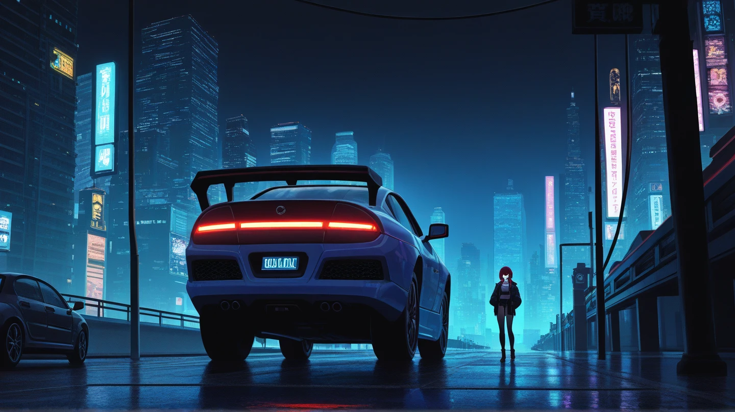 drawing of a woman walking down a street with a car in the background, lunar busy street, city street on the moon, street moon landscape, colorkey scene, anime city lineart, the moon is big an in the city, drawn in a neo - noir style, drawn with photoshop, moons in background, street background, on a street at night, in the moon