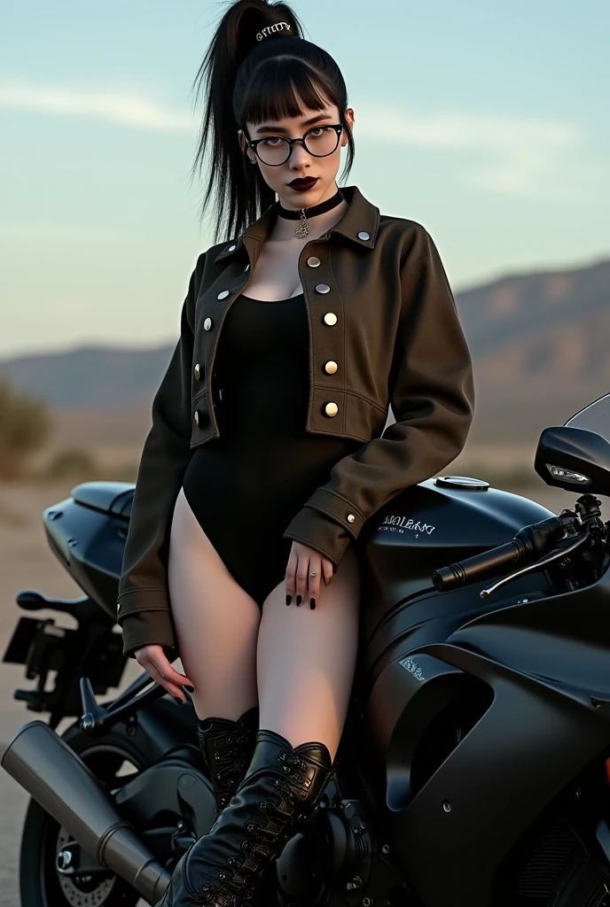 tattoed sweaty general official bettie page with eyes closed,moaning of desire, completly dressed with long covering invernal shiny leather coat german SS militay uniform and cap black cloth gloves,, on the endge of a montain , in front of a black man having sex, giving blowjobs, handjobs, the photo was taken from her side