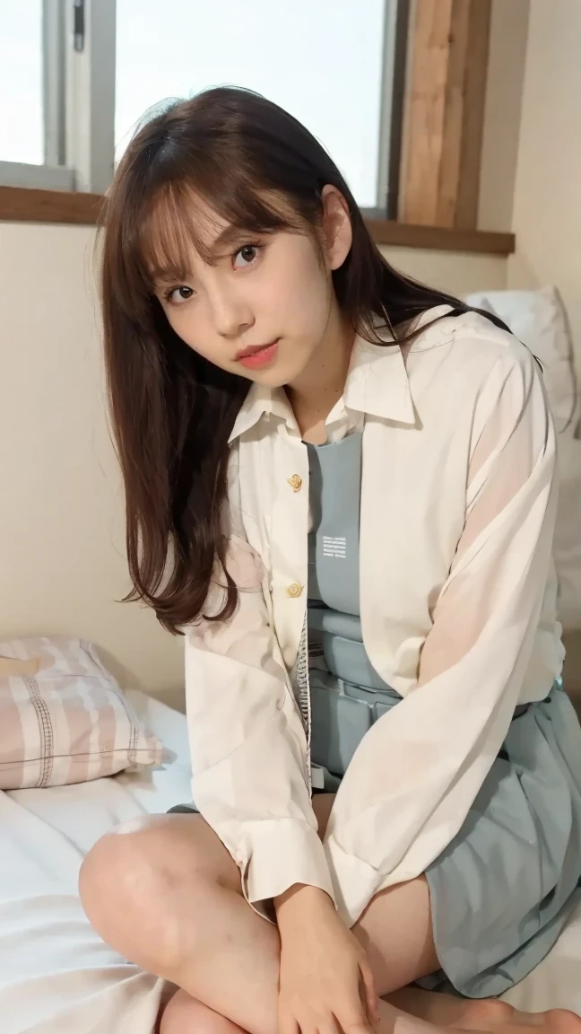 (8K、top-quality、masterpiece:1.2)、(realisitic、Photorealsitic:1.37)、ultra-detailliert、1womanl、 20yr old、独奏、((Beautiful ribbons))、(((A dark-haired)))、(a smile:1.15)、beautiful finely detailed eyes、(shirt with collar:1.1)、business clothes、(short-hair:1.2)、 (((Art Room)))、 Plaster cast