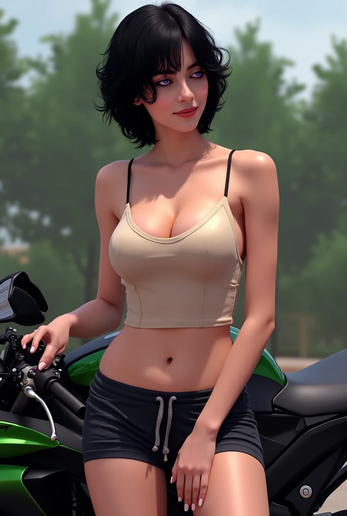 Ninja Alafine posing on 250KRT Green, Tifa,Beautiful facial features、micromini skirt、Beautiful pictures、a blond、poneyTail、Denim Mini Skirt、 White panties are slightly visible、Green microbra、lowrise、super miniskirt、Sexy Girl、 Sexy style, motor cycle, sexy-S 100、absolutely outstanding image, Sexy Outfit, a japanese girl, camel's toe、Micro Bikini Top Green、 thighs thighs thighs thighs、a choker、Navel、Ultra mini skirt、denim、Sporty, Nice, Large)}], e-Girl,