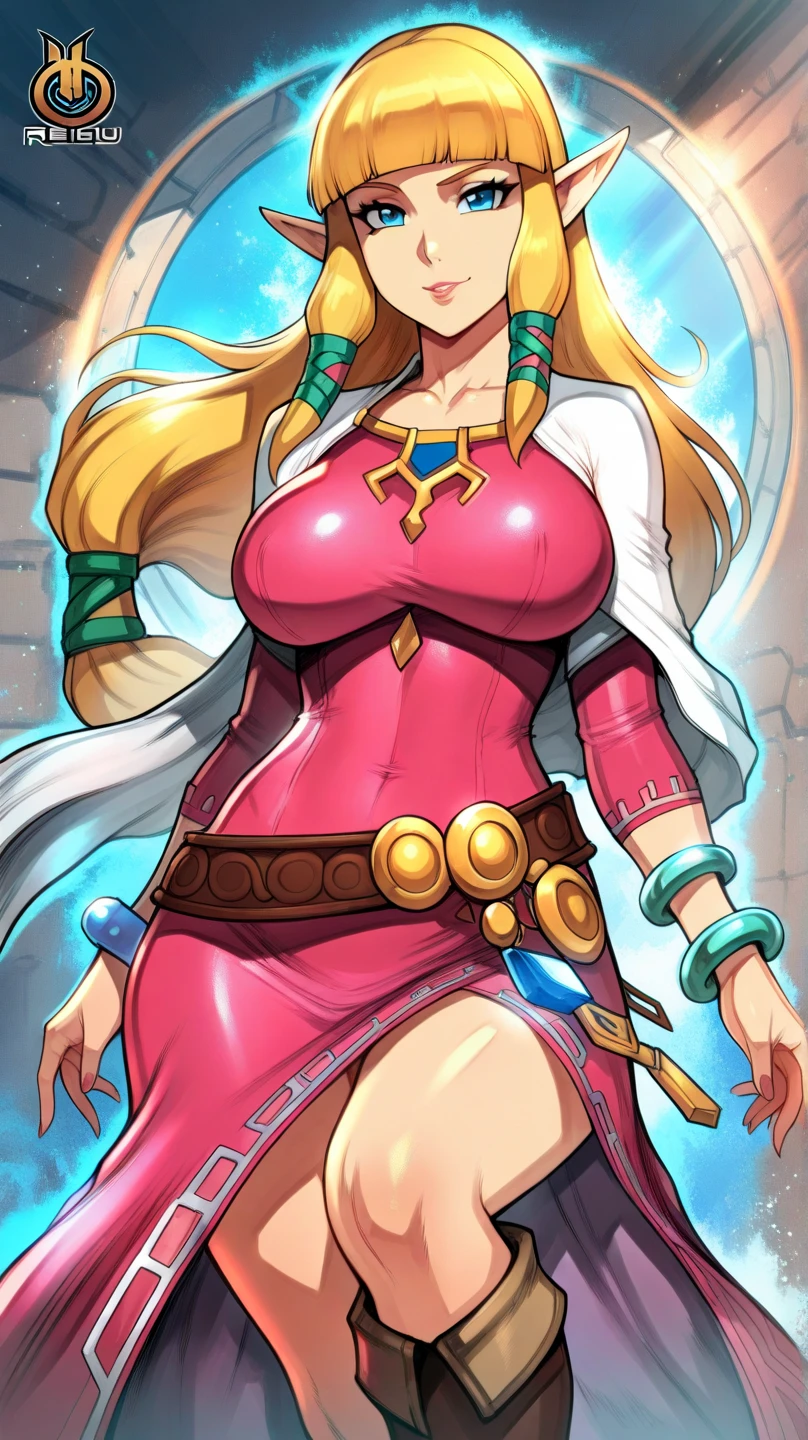 a beautiful elf with silver hair, yellow eyes, elf ears, white skin, big bust, sensual, looking furiously at you (pov)