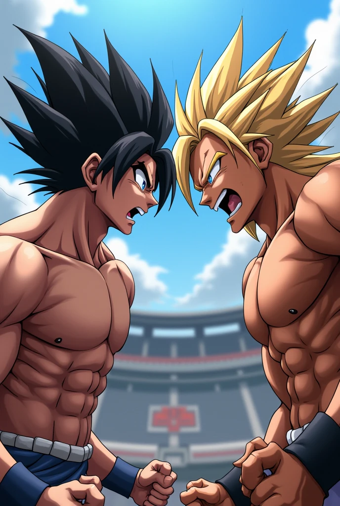 Highest quality,8k,Intricate details,Detailed,Goten,Little,Huge erect penis,Huge muscles,Ejaculate,Orgy