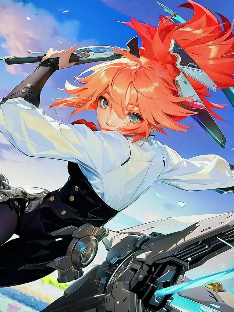 anime girl with red hair and a bow in a city, ayaka genshin impact, from the azur lane videogame, ayaka game genshin impact, azur lane style, characters from azur lane, kantai collection style, from arknights, fine details. girls frontline, portrait of a female anime hero, girls frontline style